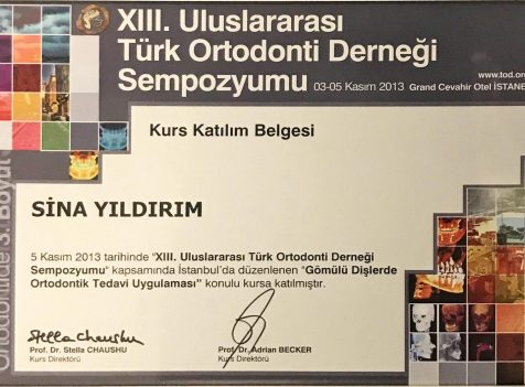 ortodontik tedavi sertifikası